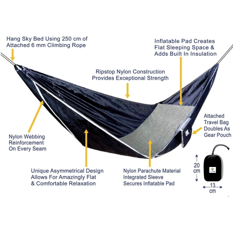 Hammock Bliss Byk Naylon Kamp Hama (Siyah)