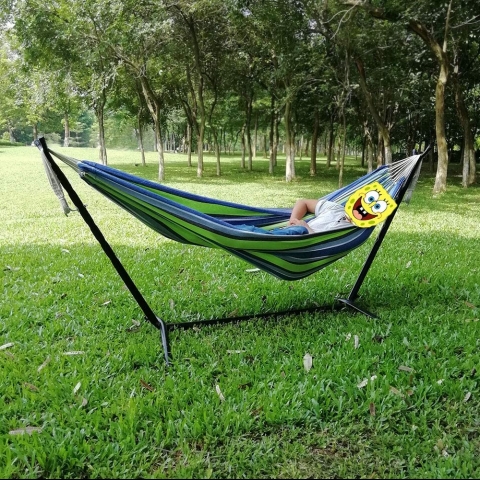 GOCAN Brazilian ift Kiilik Pamuklu Hamak (Mavi/Yeil)