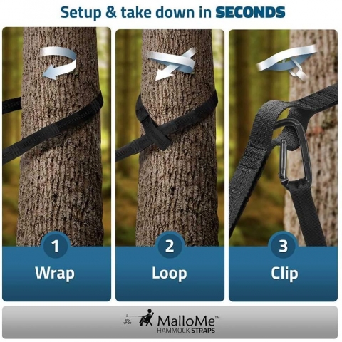 MalloMe ift Kiilik Tanabilir Hamak (Siyah/Gri)