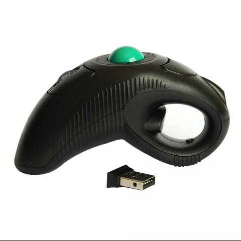 Wireless Ergonomic Handheld Trackball Mouse with Laser Pointer