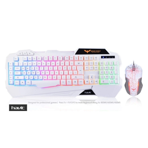 Havit Keyboard Rainbow Backlit Wired Gaming Keyboard Mouse