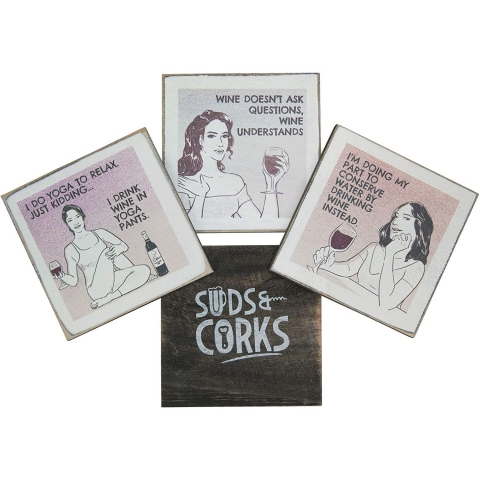 Suds and Corks Bardak Altl Set (4 Para)