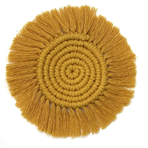 Mokoboho Makrome 2 Adet Bardak Altl Set (Hardal)