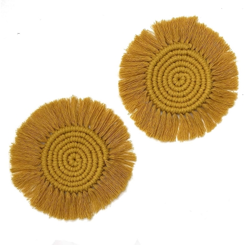 Mokoboho Makrome 2 Adet Bardak Altl Set (Hardal)