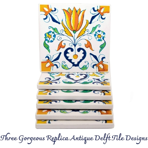 RDE Sar� �ini Desenli Seramik Bardak Altl��� (6 Adet)