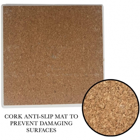 RDE Sar� �ini Desenli Seramik Bardak Altl��� (6 Adet)