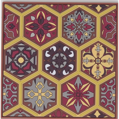 MOSAICANA Silikon Desenli 4 Adet Bardak Altl (Kark)