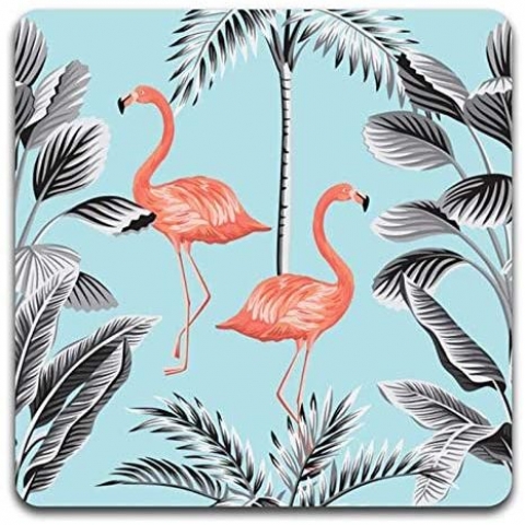 QJ CMJ 4 Adet Neopren Bardak Altl (Flamingo Desenli)