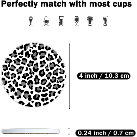 Dooke Seramik Bardak Altl��� Set (6 Par�a)(Leopar)