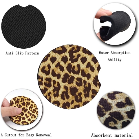 WOCOCN Ara i Bardak Altl Set (2 Adet)(Kahve Leopar)