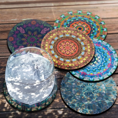 CARIBOU Coasters 6 Para Kuma Bardak Altl (Mandala)