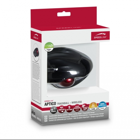 Speedlink Aptico Wireless Trackball Mouse, Black (Sl-630001-Bk)