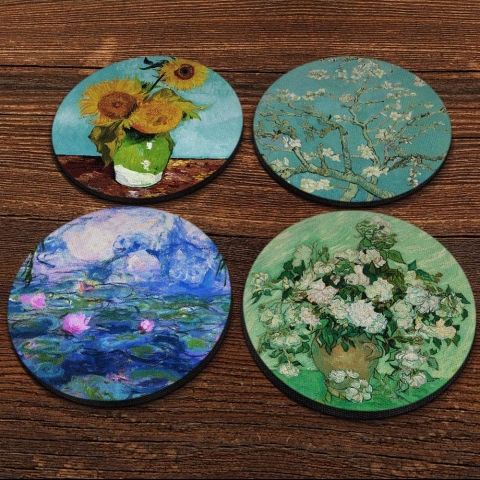 CARIBOU Coasters Bardak Altl (4 Para)(Sunflowers Blue)