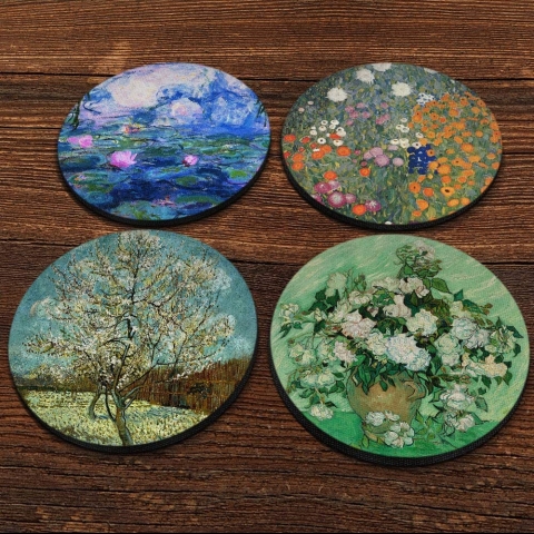 CARIBOU Coasters Bardak Altl (4 Para)(Water Lilies)