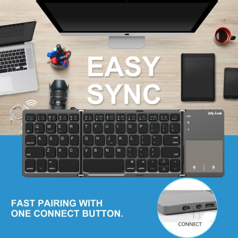 Foldable Bluetooth Keyboard, Jelly Comb B003B Dual Mode USB Wired