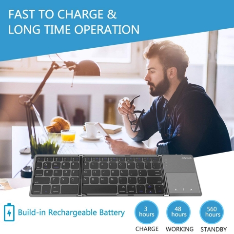 Foldable Bluetooth Keyboard, Jelly Comb B003B Dual Mode USB Wired
