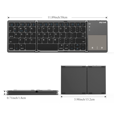 Foldable Bluetooth Keyboard, Jelly Comb B003B Dual Mode USB Wired