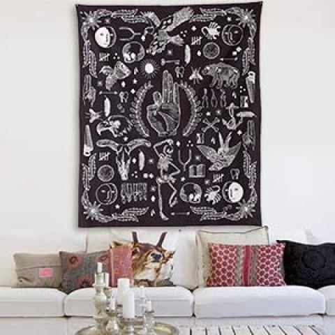 Jeteven Siyah Gotik Desenli Duvar Hals (165x148cm)