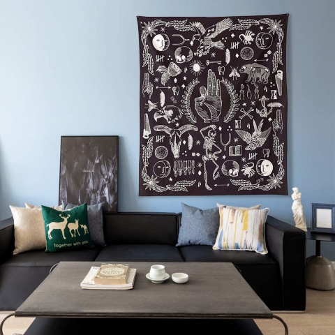 Jeteven Siyah Gotik Desenli Duvar Hals (165x148cm)