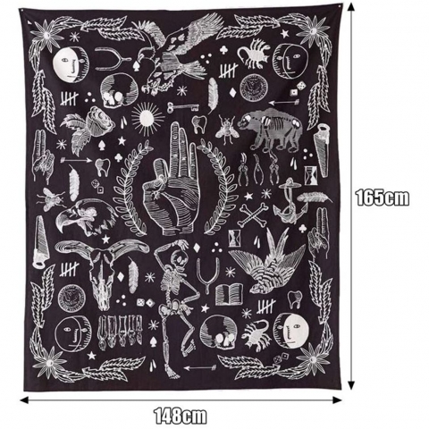 Jeteven Siyah Gotik Desenli Duvar Hals (165x148cm)