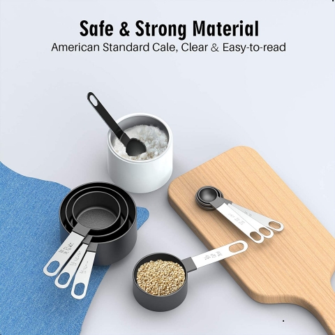 Panos Paslanmaz �elik �l�� Ka���� Seti (8 Par�a)(Siyah)