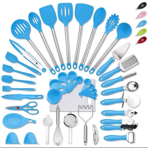 DESIGN VEICA Paslanmaz �elik Spatula Seti (42 Par�a) (Mavi)
