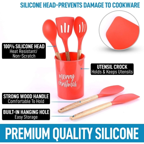 Zulay Kitchen Silikon Spatula Seti (5 Par�a)(K�rm�z�)