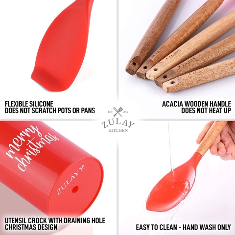 Zulay Kitchen Silikon Spatula Seti (5 Par�a)(K�rm�z�)