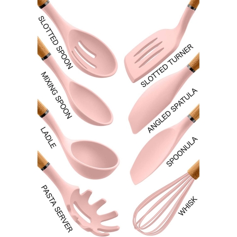 Country Kitchen Silikon Mutfak Gere�leri Seti (8 Par�a)(Pembe)