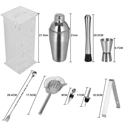 K Kwokker Paslanmaz elik Kokteyl Shaker Set