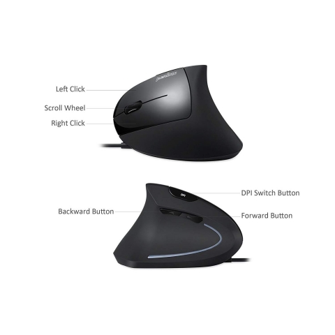 Perixx PERIMICE-513L Left Handed Ergonomic Vertical Mouse - 1000/