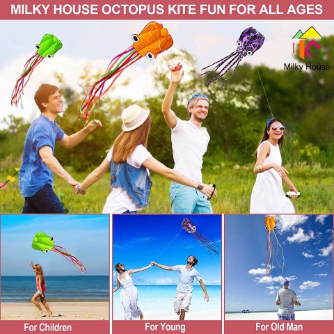 Milky House 3 Adet Ahtapot Uurtma (Yeil/Mor/Turuncu)