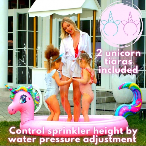 Splashie Sprinkler ocuk ime Su Oyun Mat (165cm)(Unicorn)