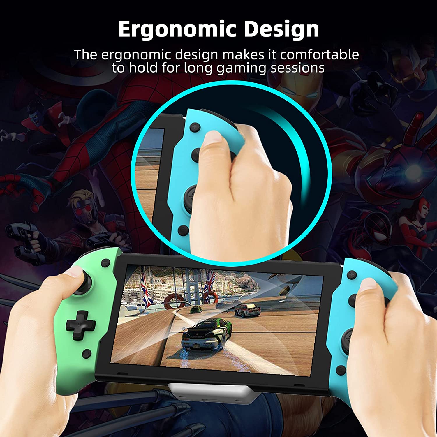 NexiGo Nintendo Switch İçin Ergonomik Oyun Konsolu (Mavi/Yeşil) 60453