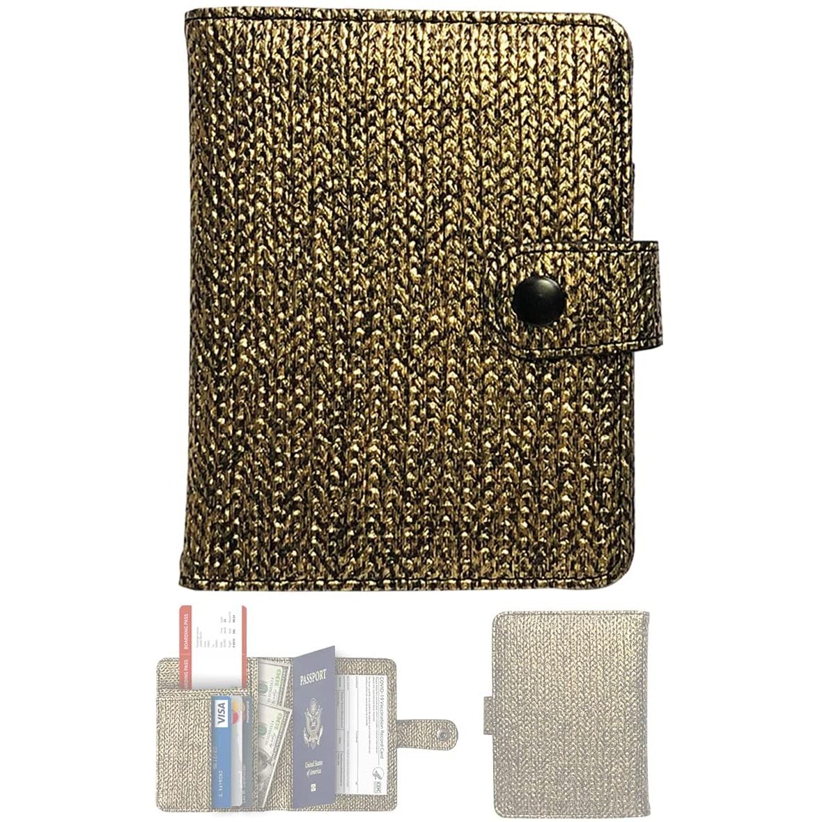 CXPZG RFID Korumalı Kadın Deri Cüzdan (Gold)