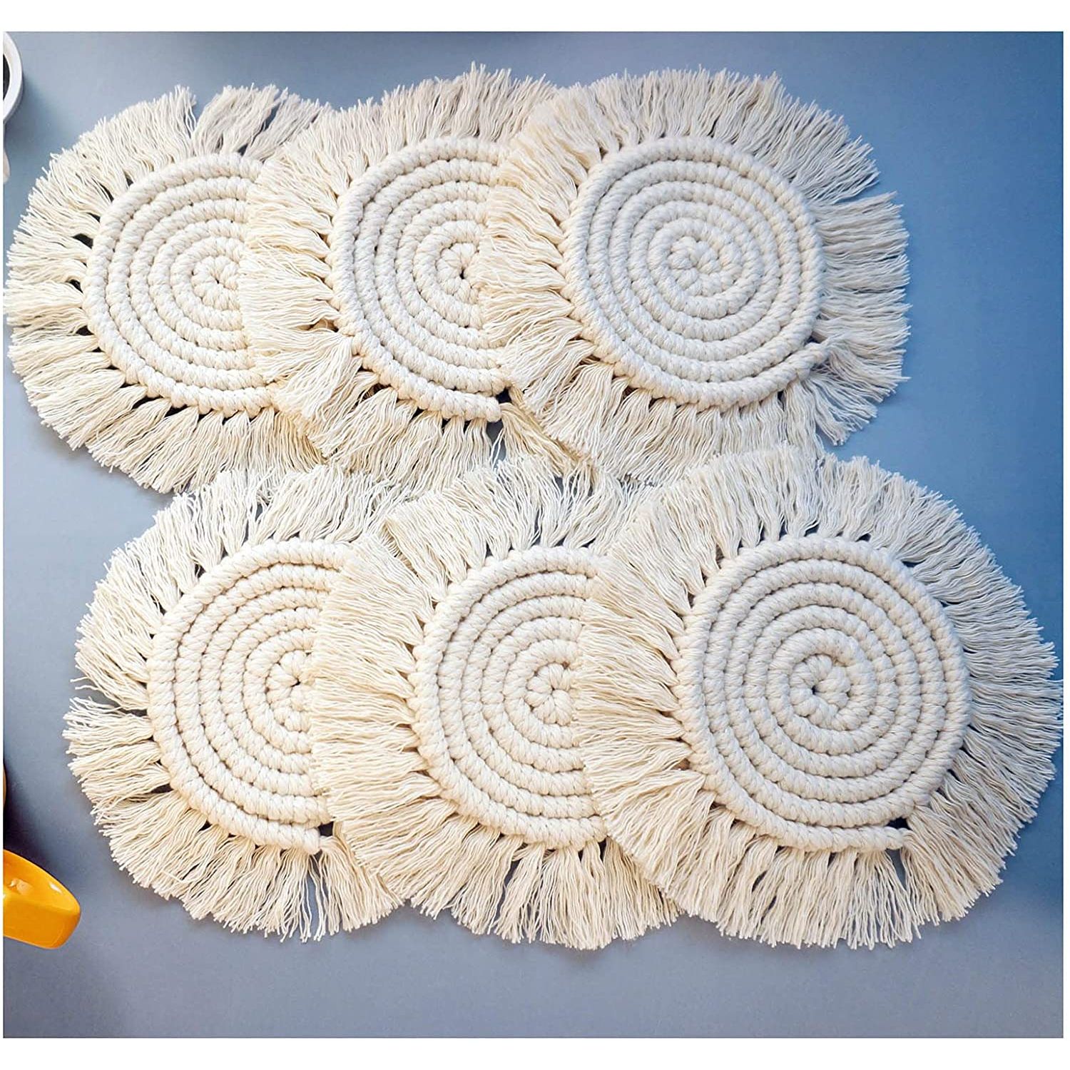 ZILEFSILK Dekoratif Bardak Altlığı(Beyaz 6 Adet)