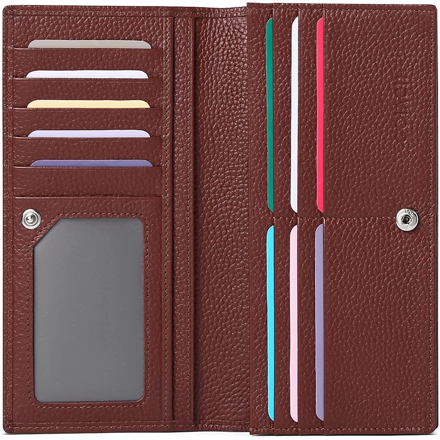 GOIACII RFID Kadın Deri Cüzdan(Koyu Kahverengi)
