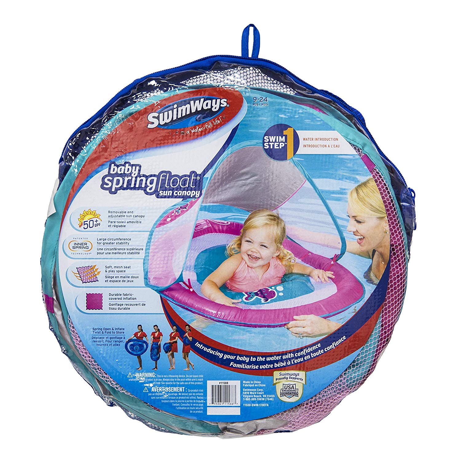 swimways bebek icin golgelikli deniz yatagi mor 12287