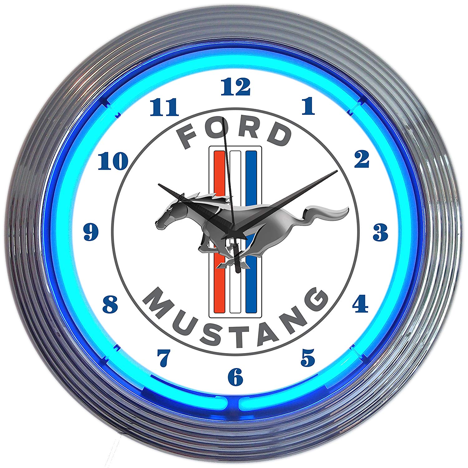 Ford Mustang Mavi Led Duvar Saati 12771 Ford Mustang Mavi Led Duvar Saati 12771