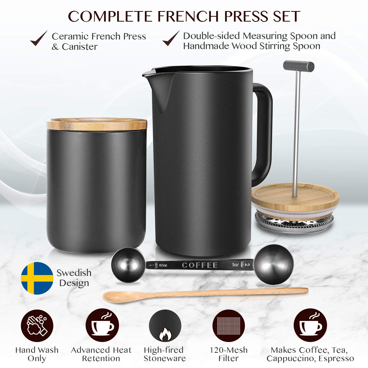 NEOCASA Seramik French Press / Kupa Seti 16158