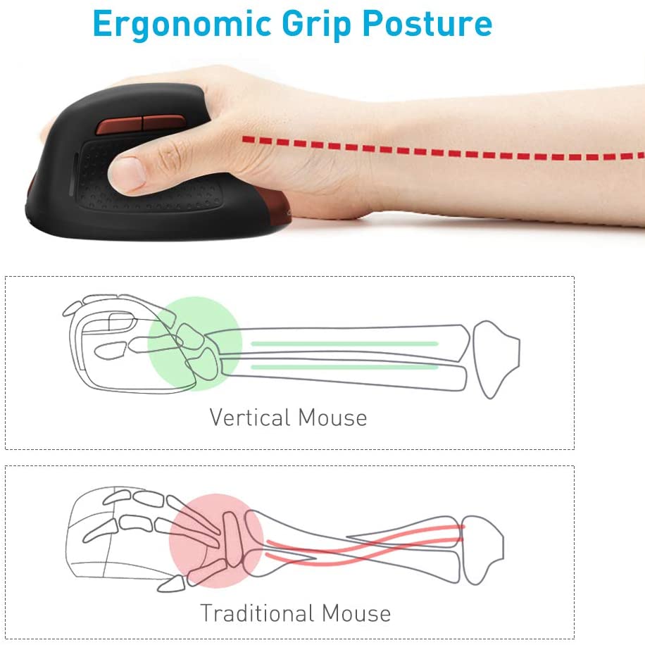 KINGTOP Bluetooth Vertical Ergonomik Mouse (Kırmızı) 42435