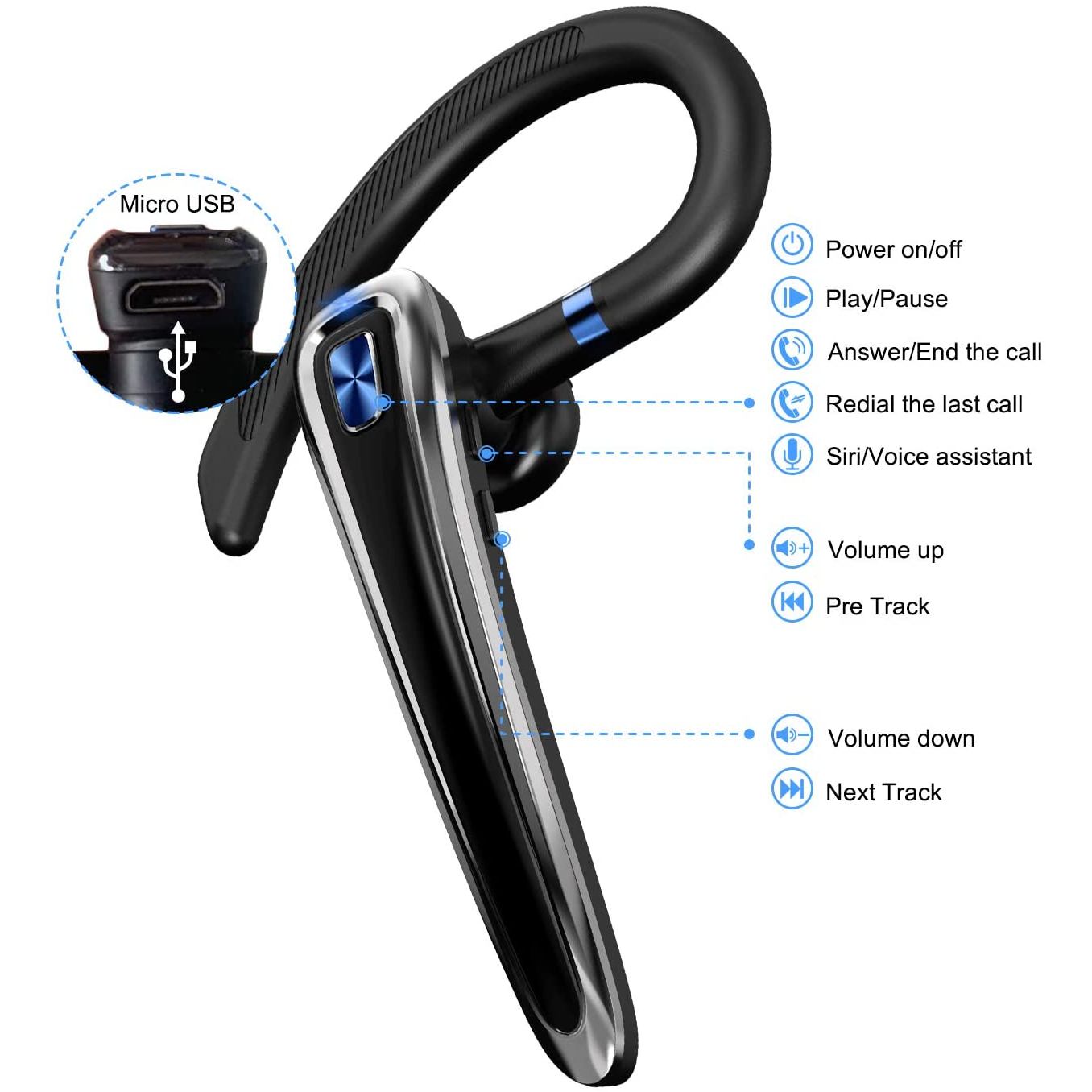 Mqqc Frame MQQC Bluetooth Kancalı Tekli Kulaklık (Siyah) 43558