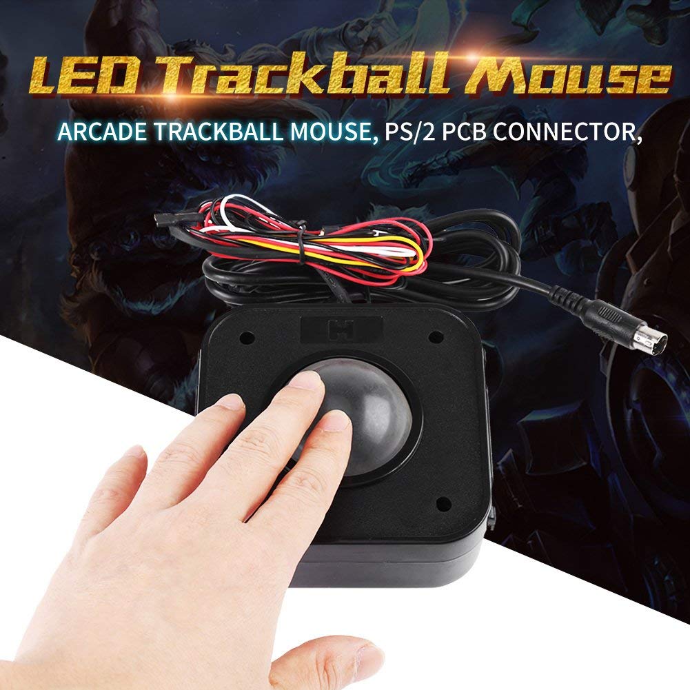 Arcade Trackball Mouse,Illuminated 4.5cm Round LED Trackball 10396