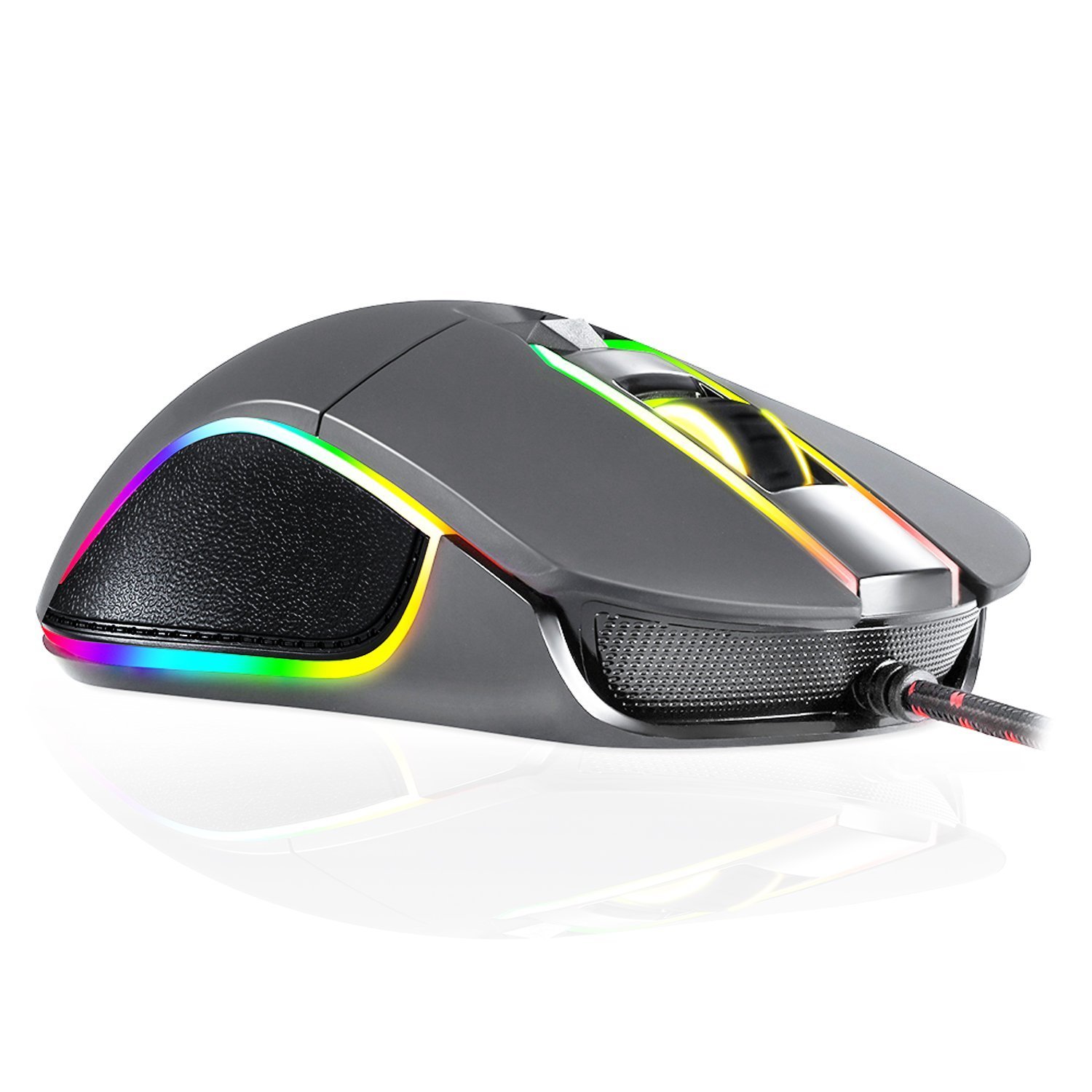  KLIM Aim Gaming Mouse - Wired Ergonomic Gamer USB Computer  Mice, Chroma RGB Mouse [7000 DPI] [Programmable Buttons] Ambidextrous,  Ergonomic for Desktop PC Laptop, High Precision Optical, Grey : Video Games