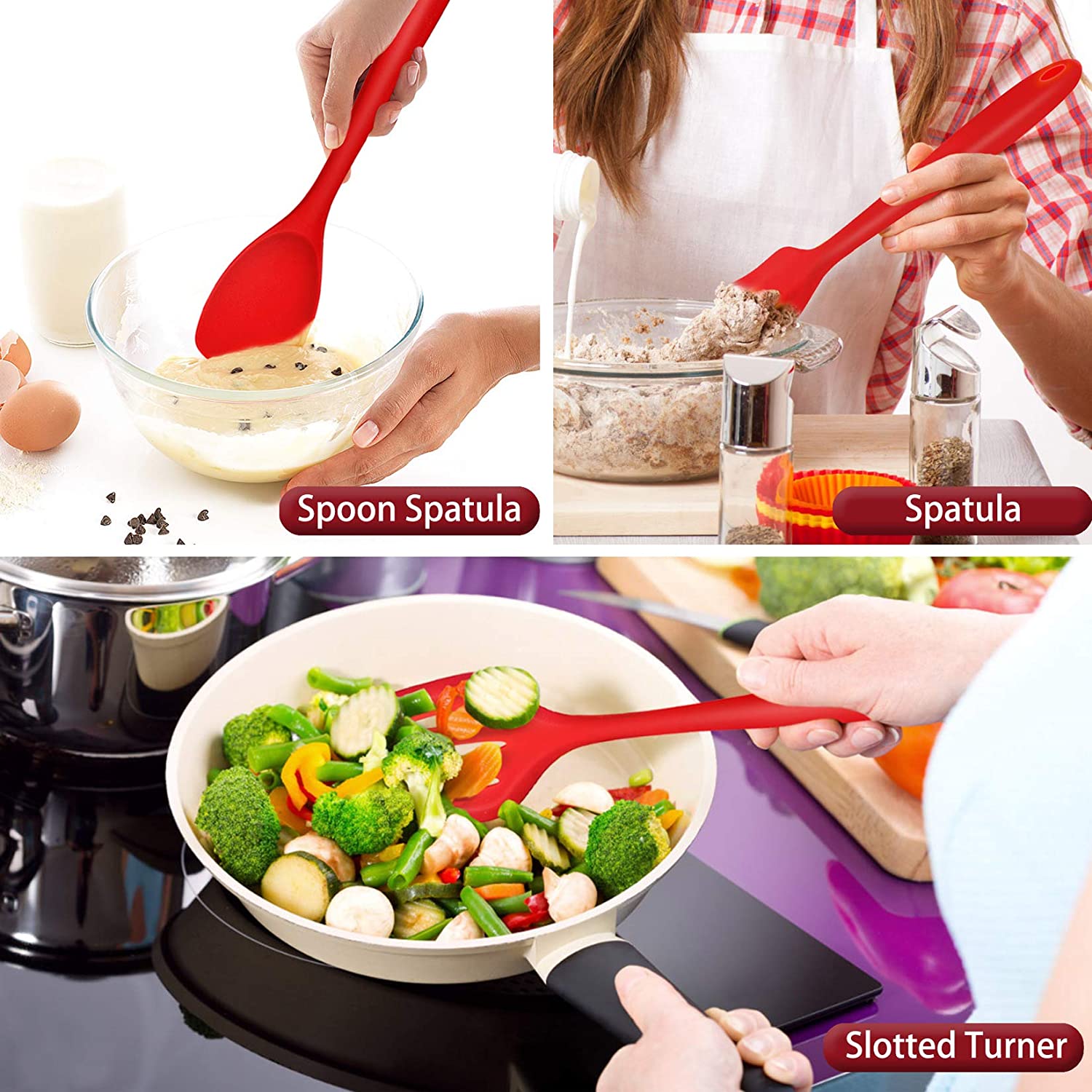 P&amp;P CHEF Silikon Mutfak Gereçleri Seti (7 Parça)(Kırmızı) 50034