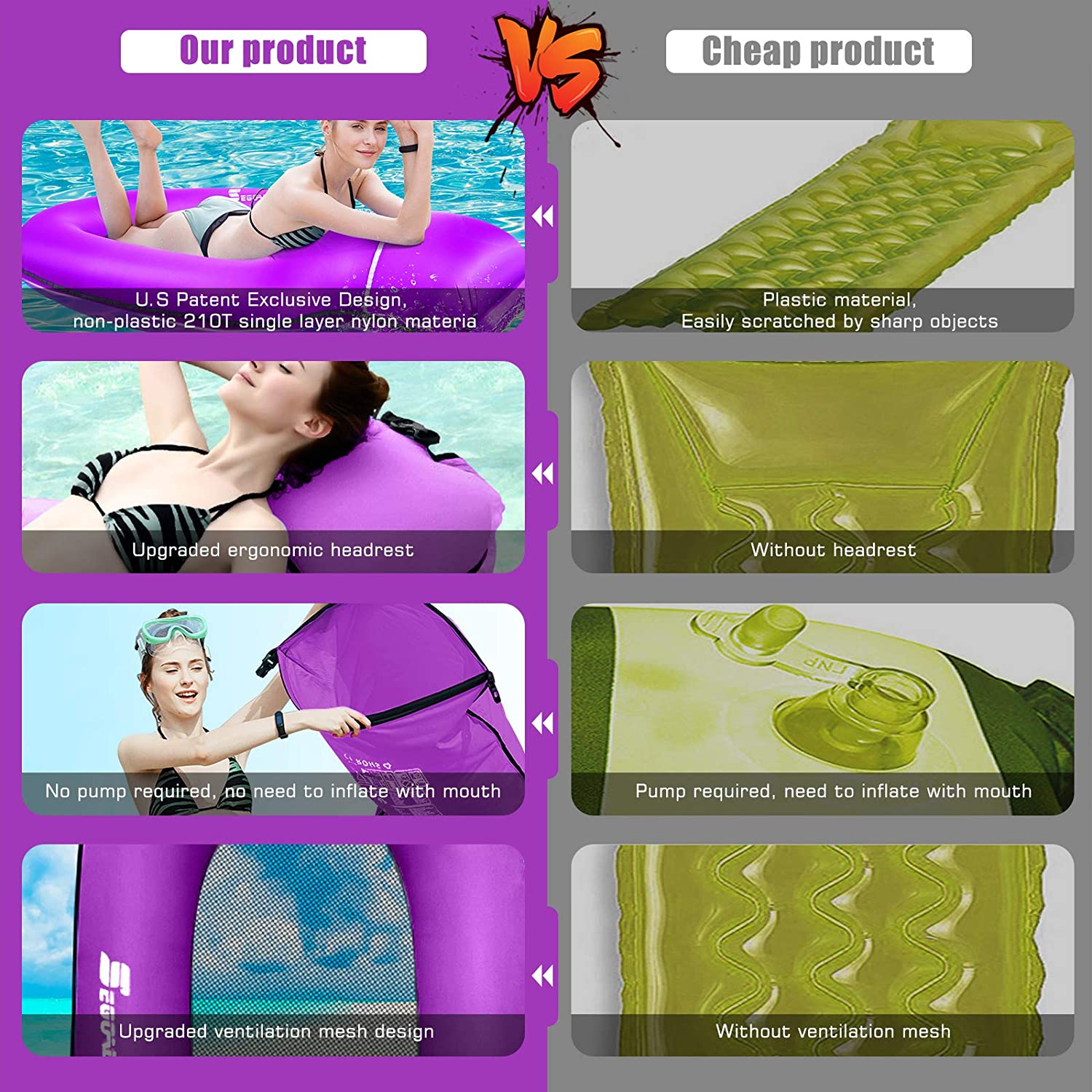 SEGOAL Şişme Deniz Yatağı (Mor) 52267