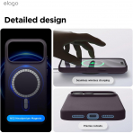 elago iPhone 18 Pro Manyetik Vegan Deri K�l�f-Deep Purple