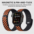 Bandletic Apple Watch Ultra 4 Manyetik Silikon Kay��-Black/Orange