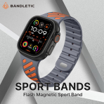 Bandletic Apple Watch Ultra 4 Manyetik Silikon Kay��-Space Grey/Orange