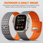 Bandletic Apple Watch Ultra 4 Manyetik Silikon Kay��-Gray/Orange